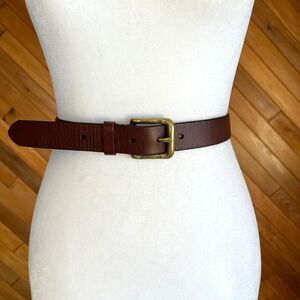 Gap Brown Leather Belt with Brass Buckle Unisex